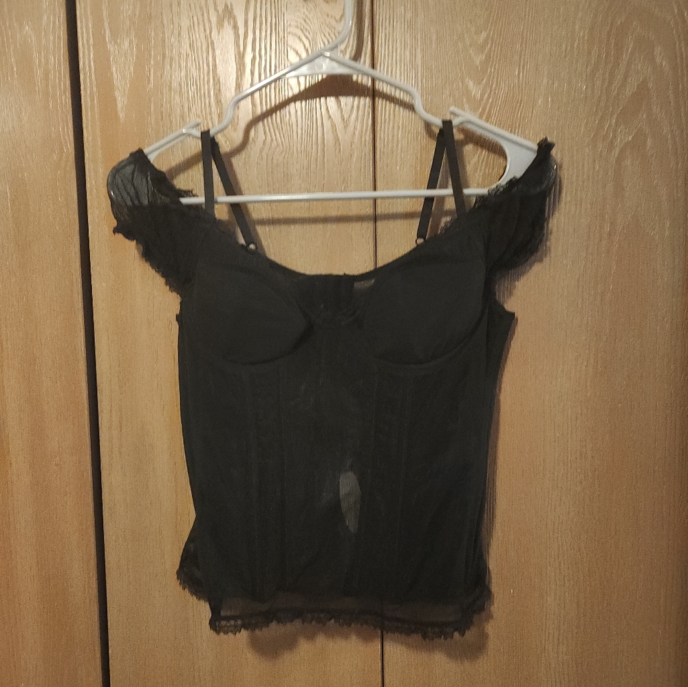 Y2K NWT Victoria's Secret Sexy Little Thing Black Off Shoulder Corset Top 34B